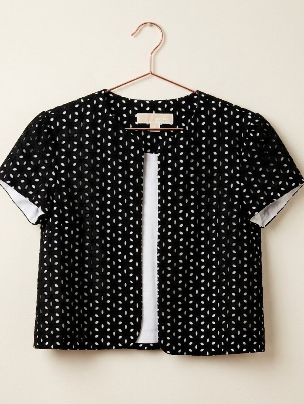 MICHAEL Michael‎ Kors Cotton Eyelet Cropped Jack Black Size 12 NWOT